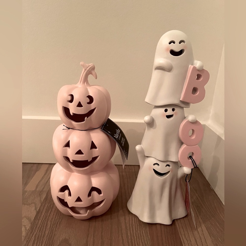 Pastel Pink Halloween Bundle 👻 Light Up Stacked Ghost and Pumpkin